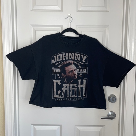 Johnny Cash Crop Top T Shirt Black Size 2XL - Picture 9 of 10